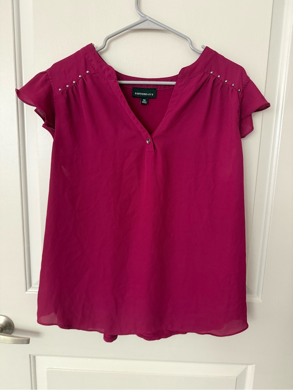 Fortune and ivy dark magenta tee shirt blouse